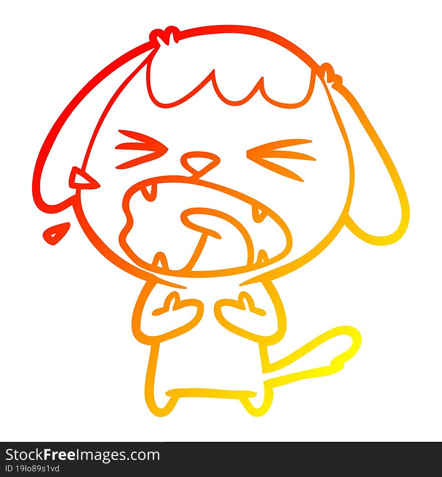 Warm Gradient Line Drawing Cute Cartoon Dog