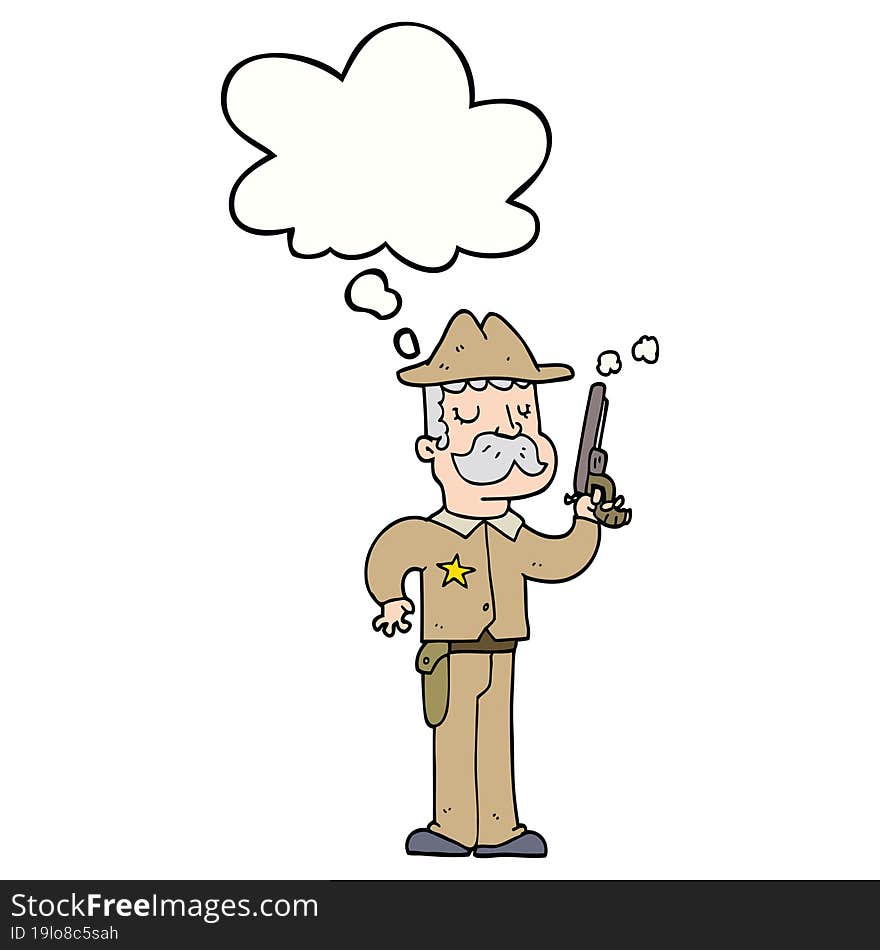 cartoon sheriff with thought bubble. cartoon sheriff with thought bubble