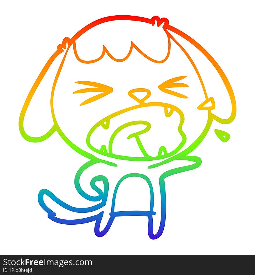 rainbow gradient line drawing cute cartoon dog barking