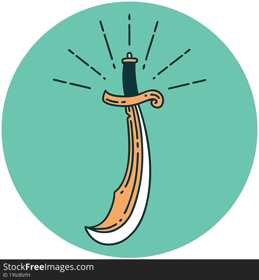 icon of tattoo style scimitar sword