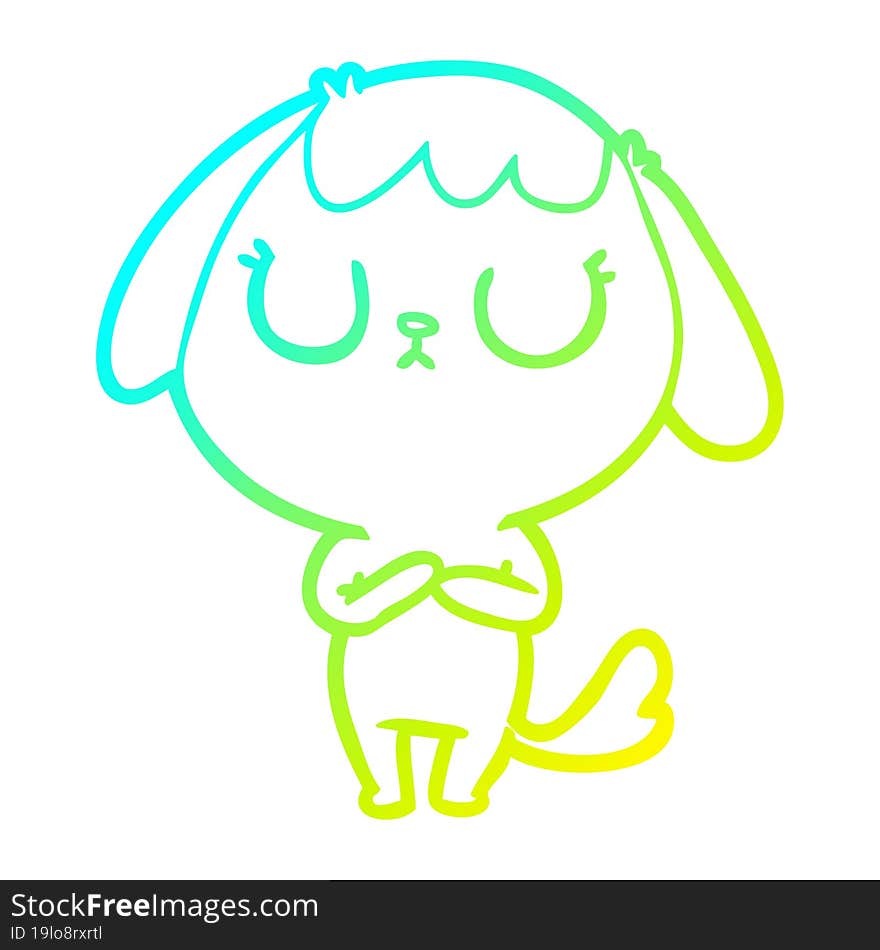 Cold Gradient Line Drawing Cute Cartoon Dog