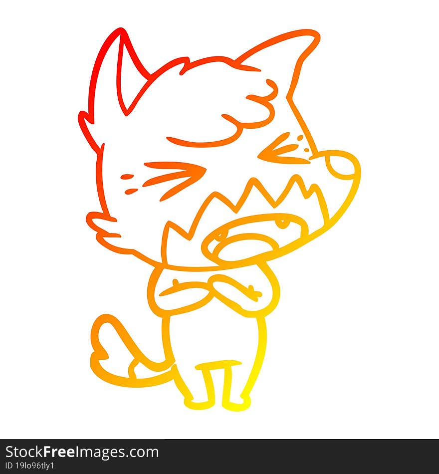 warm gradient line drawing angry cartoon fox