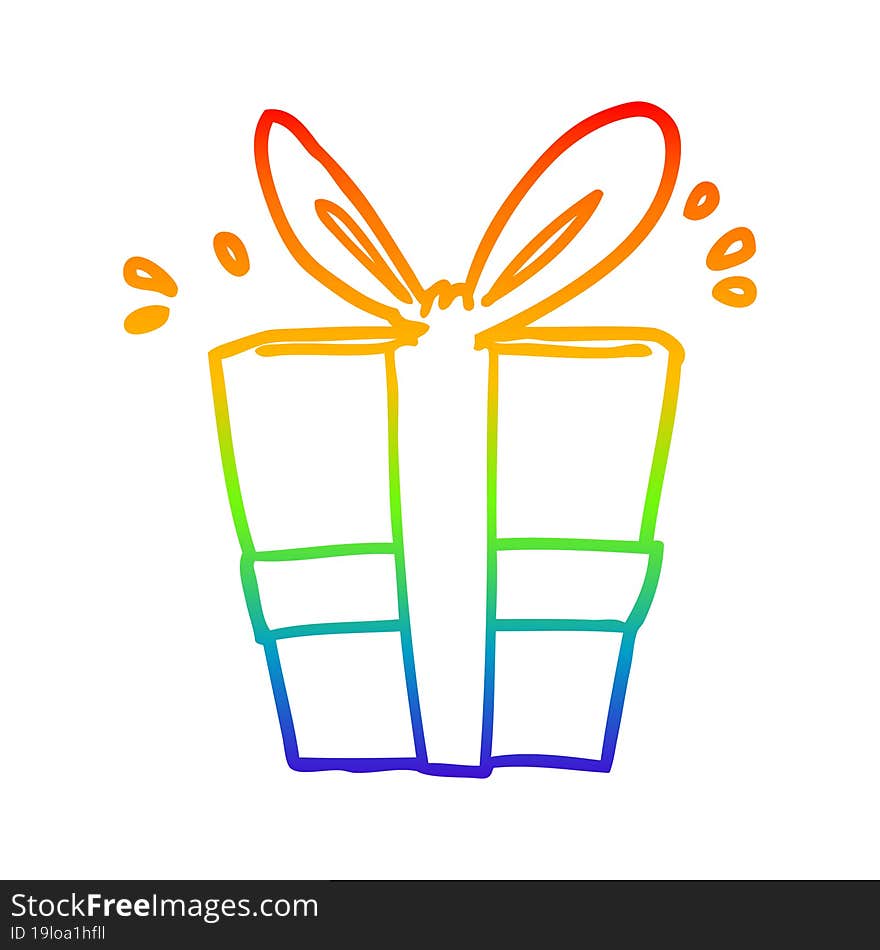 rainbow gradient line drawing wrapped gift