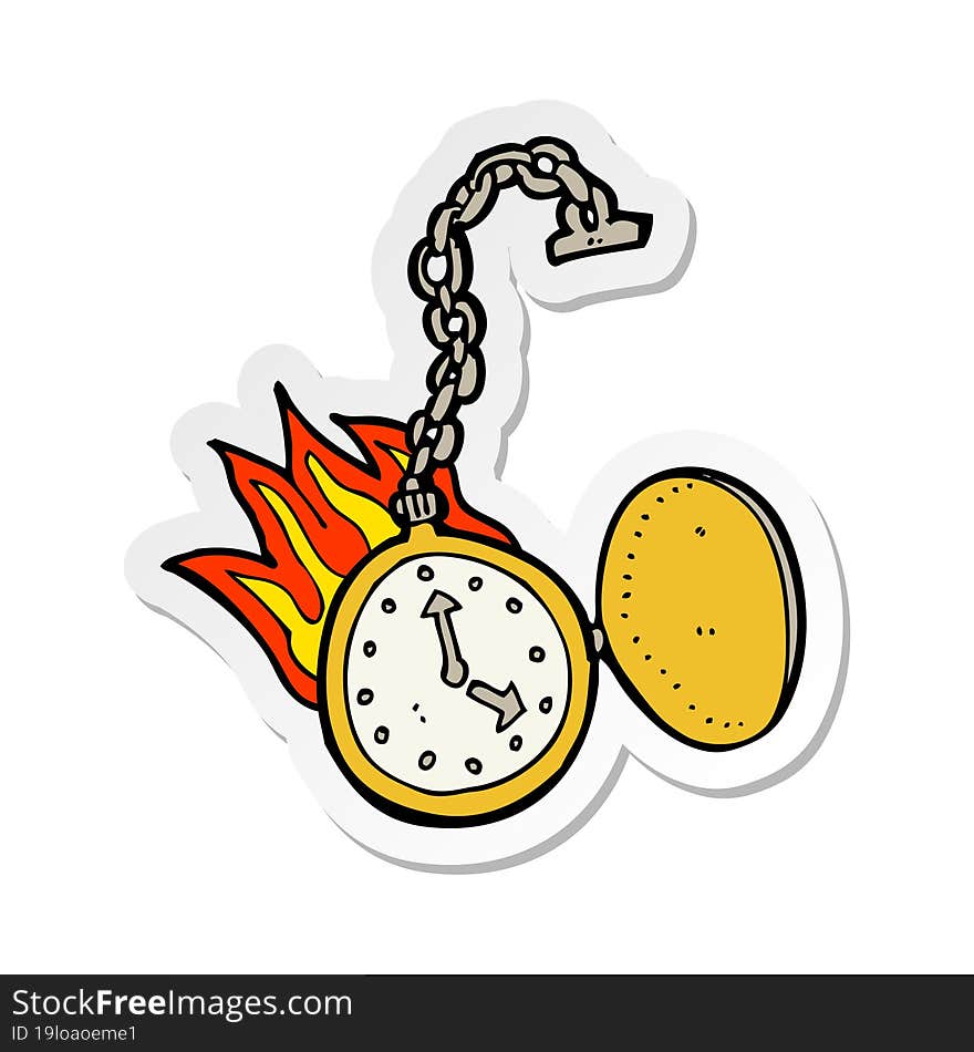 sticker of a cartoon flaming watch