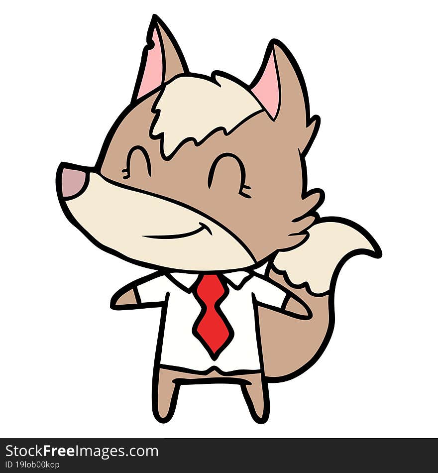 friendly cartoon wolf office worker. friendly cartoon wolf office worker