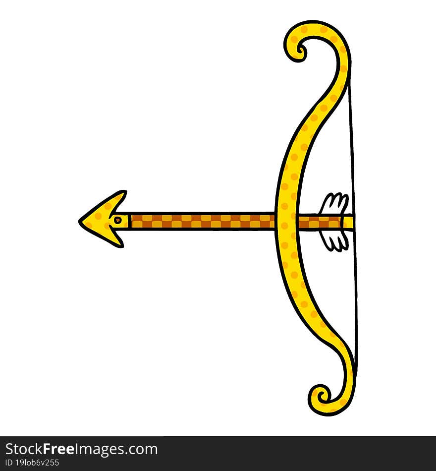 hand drawn cartoon doodle of a bow and arrow