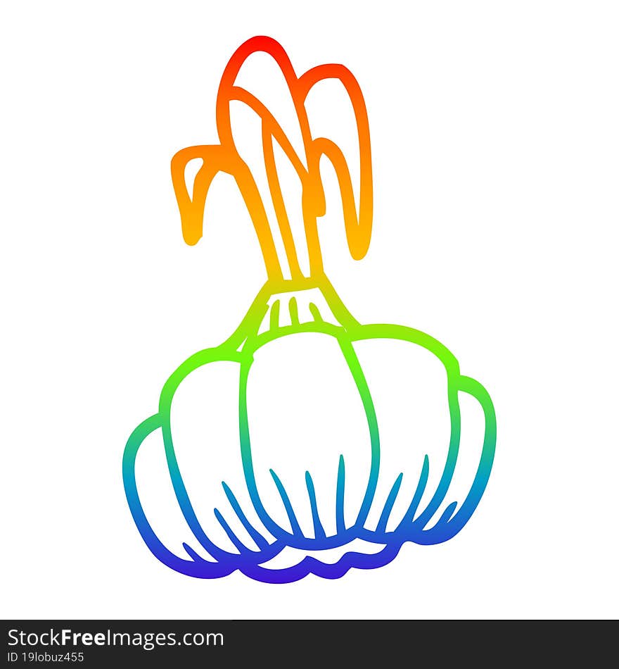 Rainbow Gradient Line Drawing Cartoon Sprouting Garlic