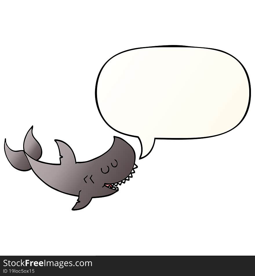 Cartoon Shark And Speech Bubble In Smooth Gradient Style