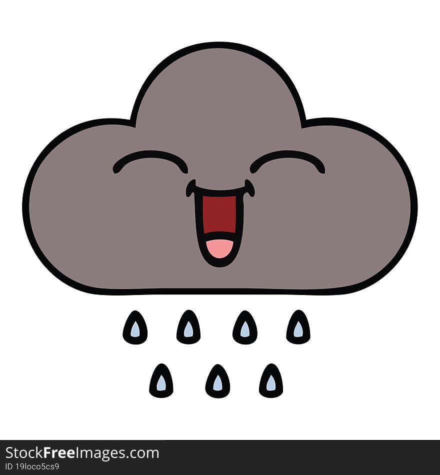 cute cartoon storm rain cloud