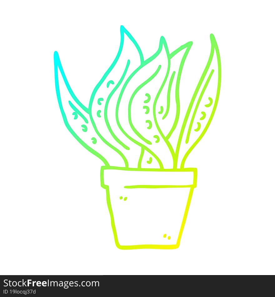 cold gradient line drawing cartoon house plant