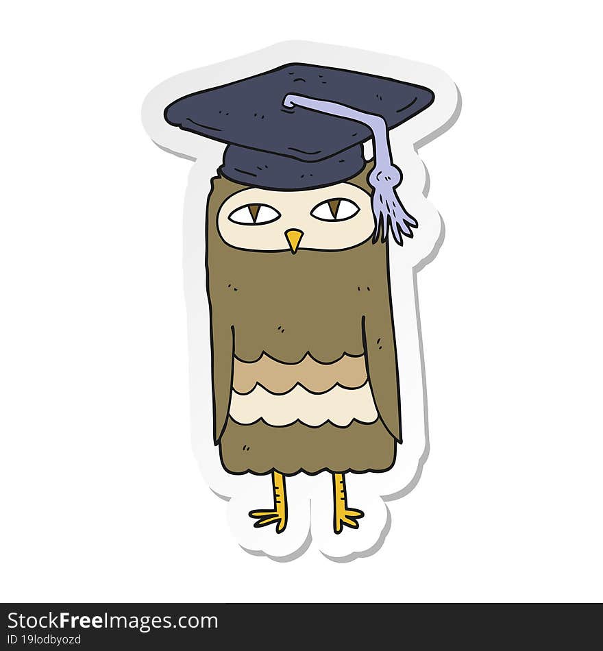 sticker of a cartoon wise owl