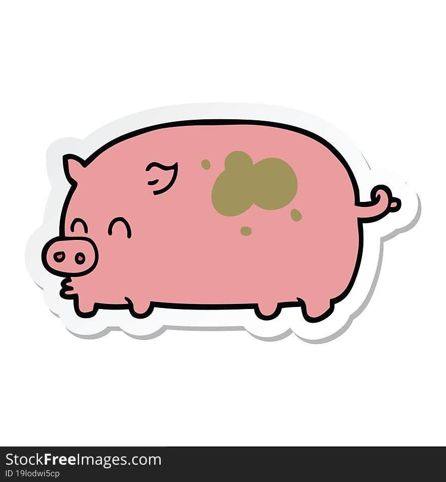 sticker of a cute cartoon pig