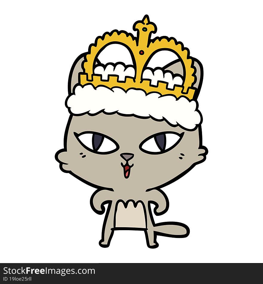 cartoon cat wearing crown. cartoon cat wearing crown