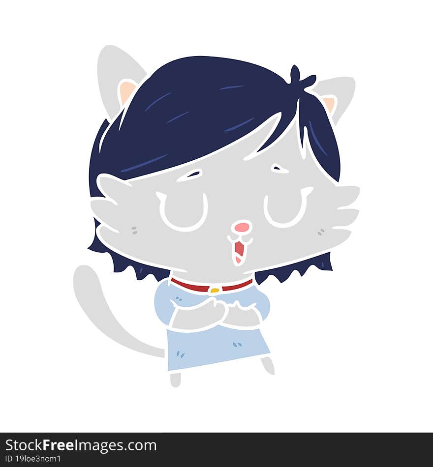 flat color style cartoon cat girl