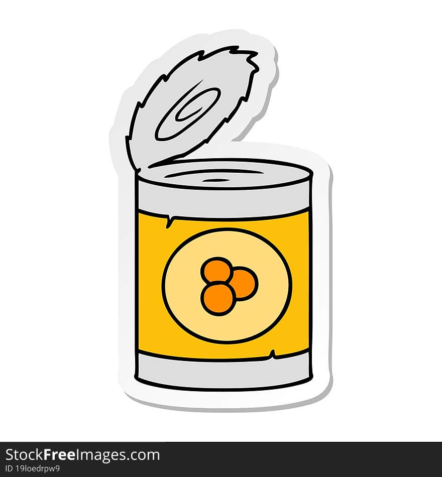 Sticker Cartoon Doodle Of A Can Of Peaches