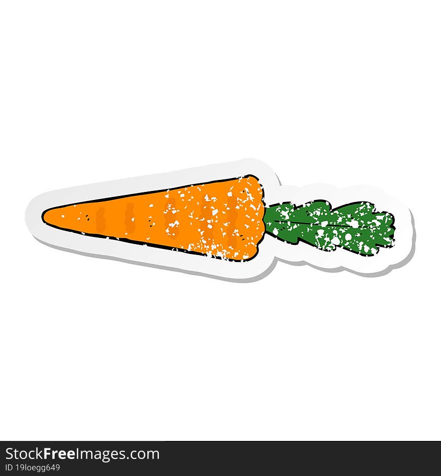 distressed sticker of a cartoon carrot