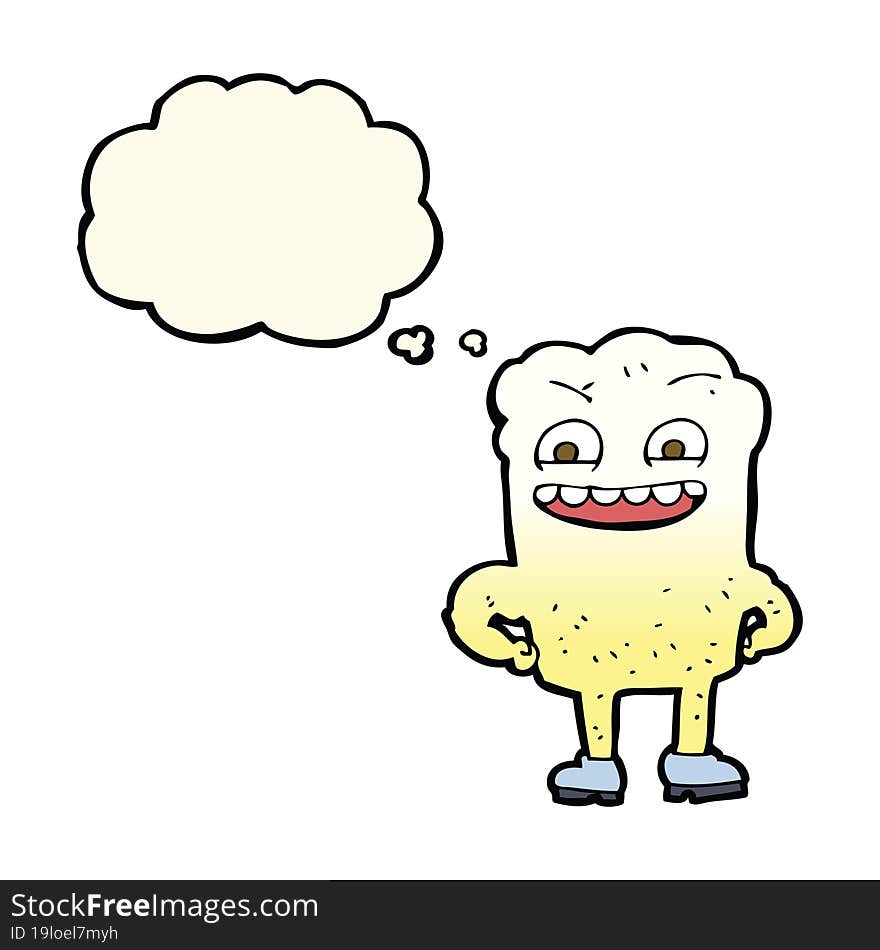 Cartoon Happy Tooth With Thought Bubble