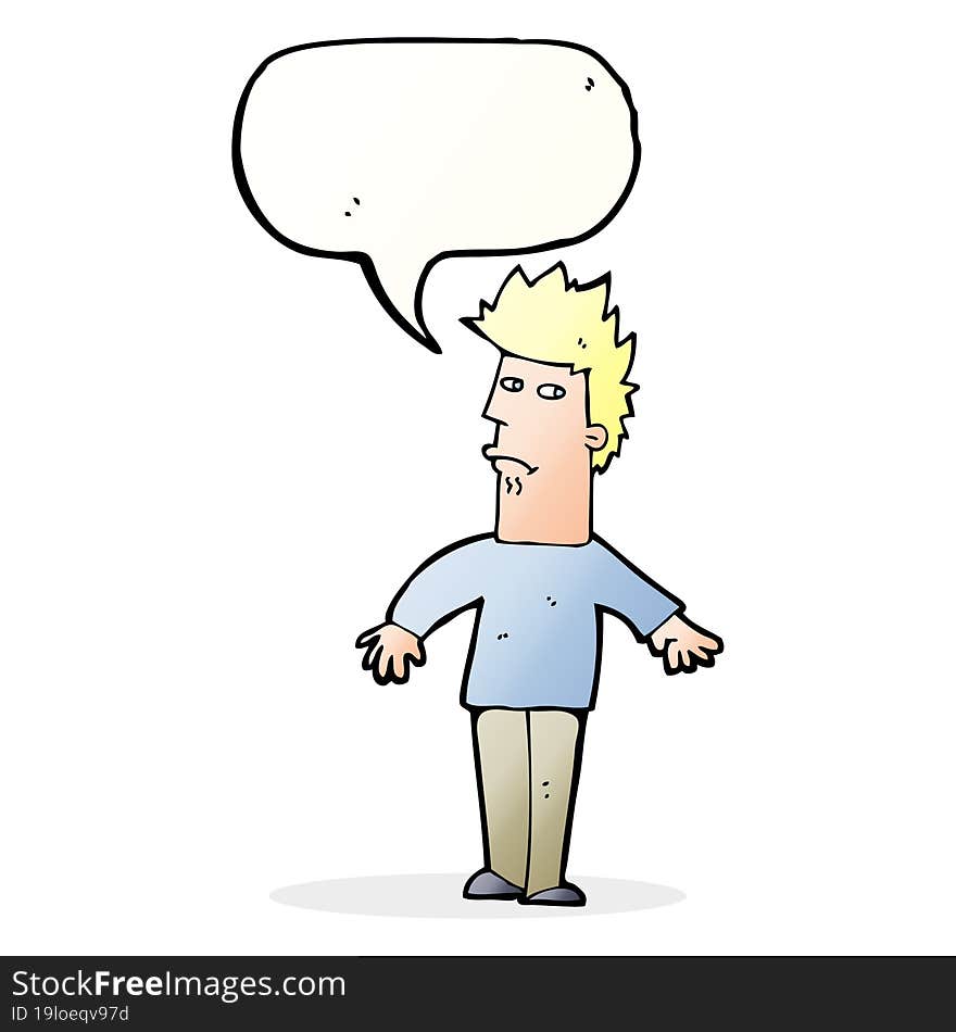 cartoon worried man with speech bubble