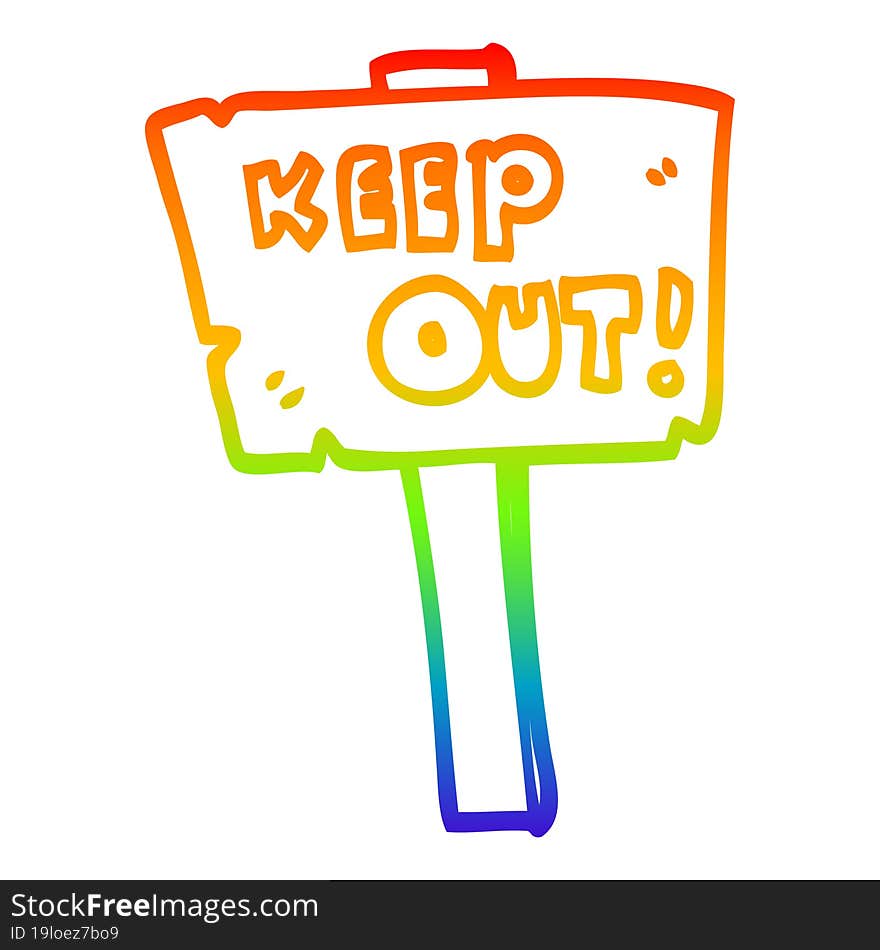 rainbow gradient line drawing cartoon sign post