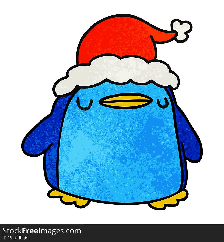 christmas textured cartoon of kawaii penguin