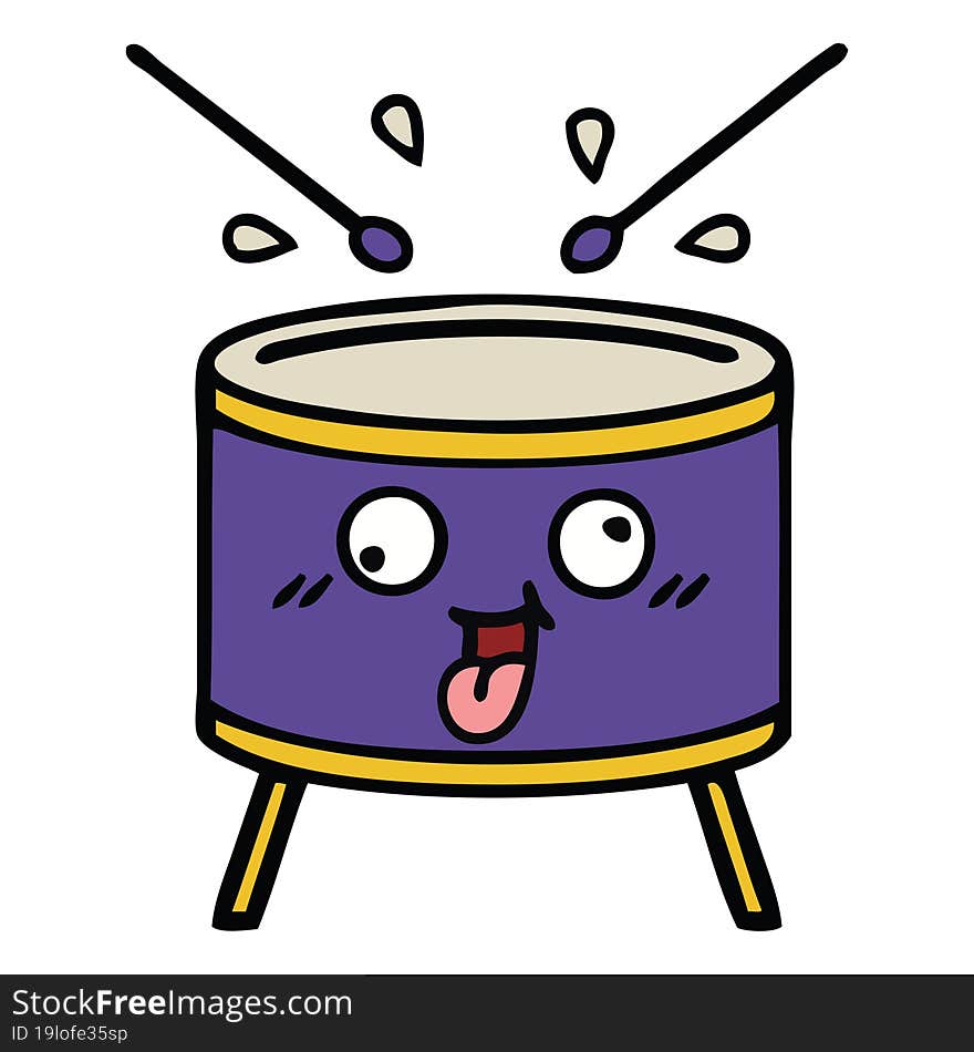 cute cartoon of a drum. cute cartoon of a drum