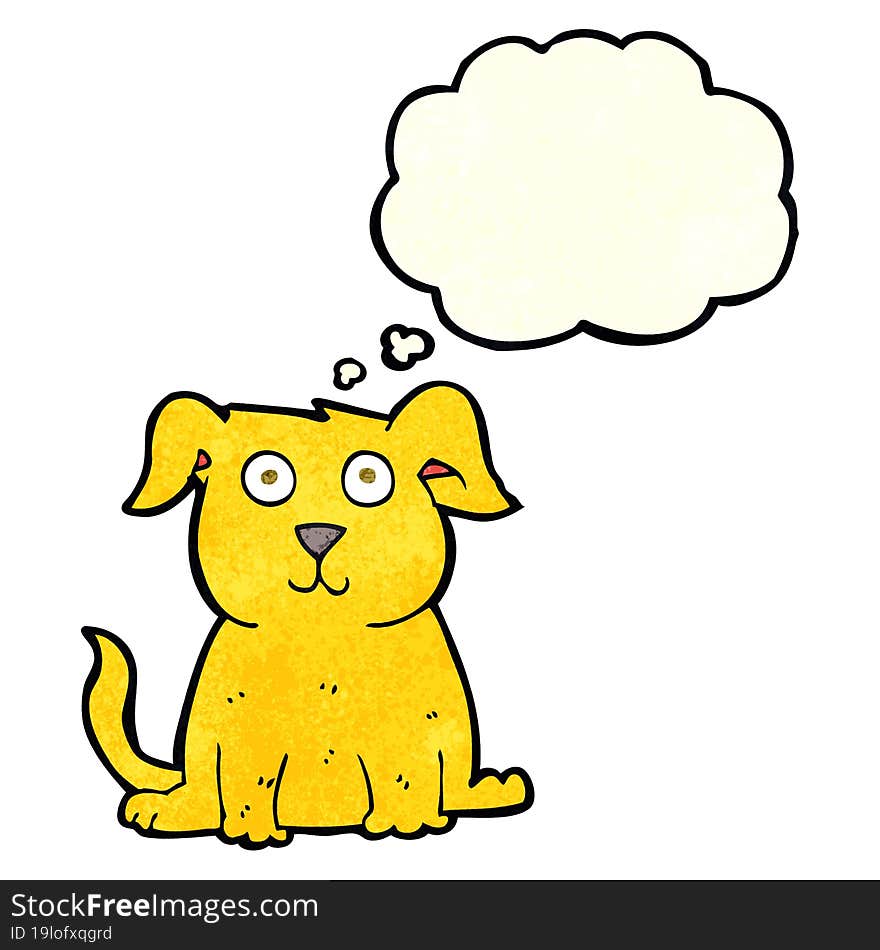 cartoon happy dog with thought bubble