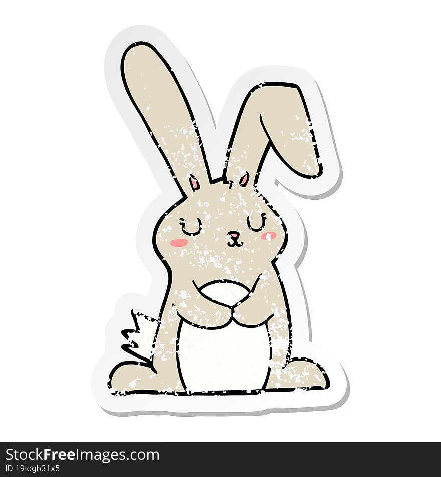 distressed sticker of a cartoon rabbit