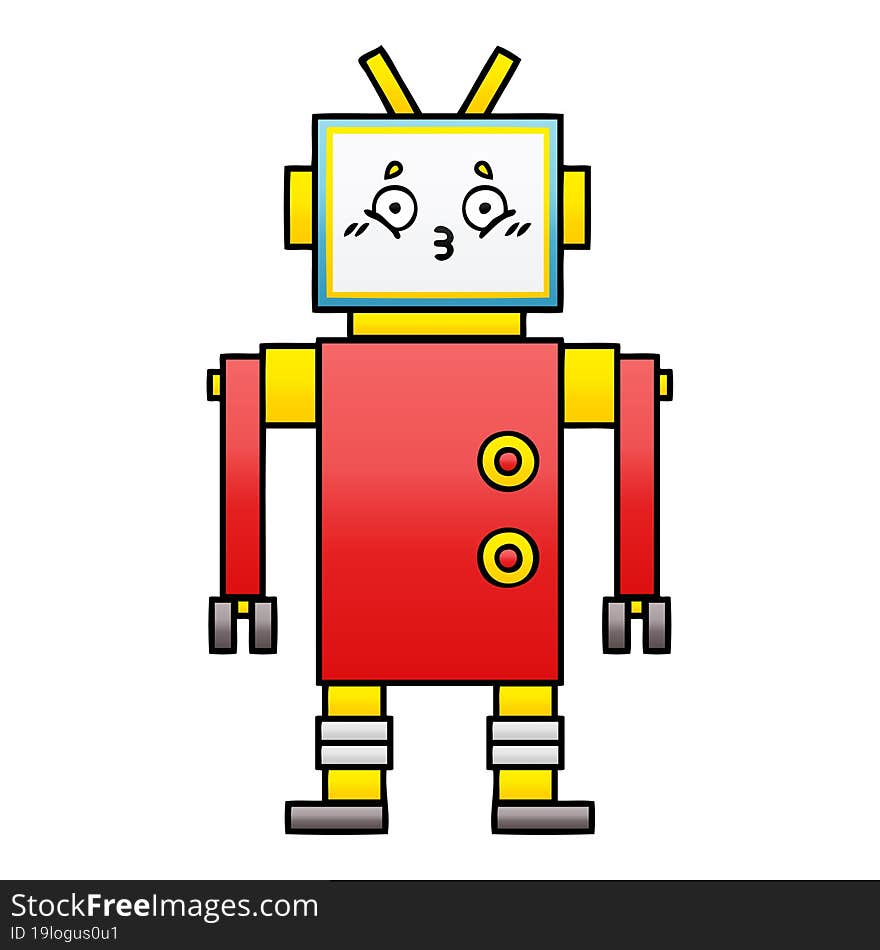 Gradient Shaded Cartoon Robot