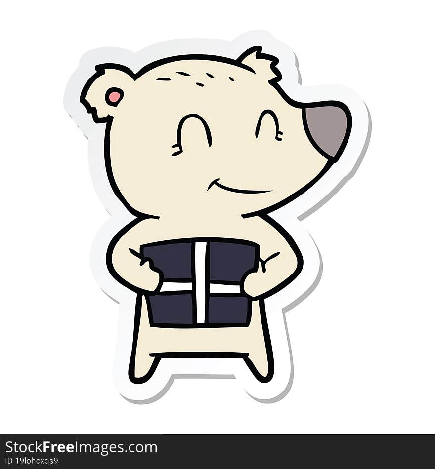 Sticker Of A Christmas Polar Bear Cartoon