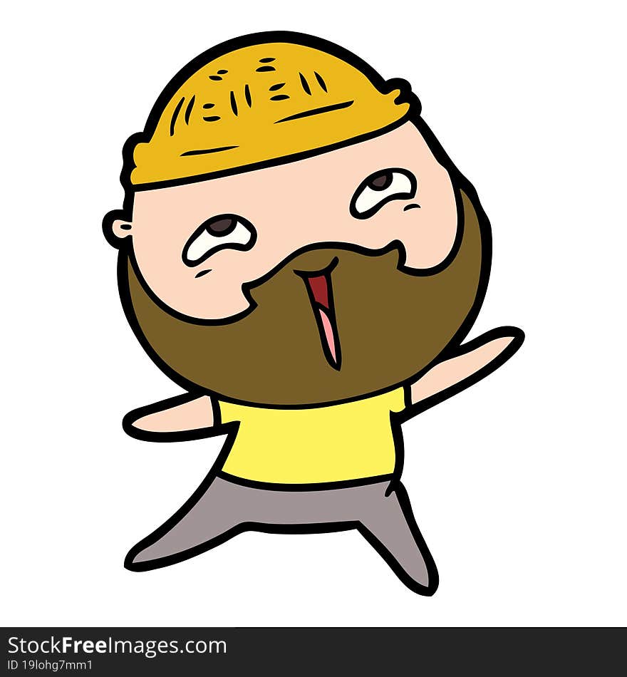 cartoon happy bearded man. cartoon happy bearded man