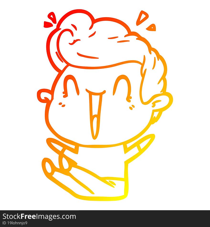 warm gradient line drawing of a cartoon excited man