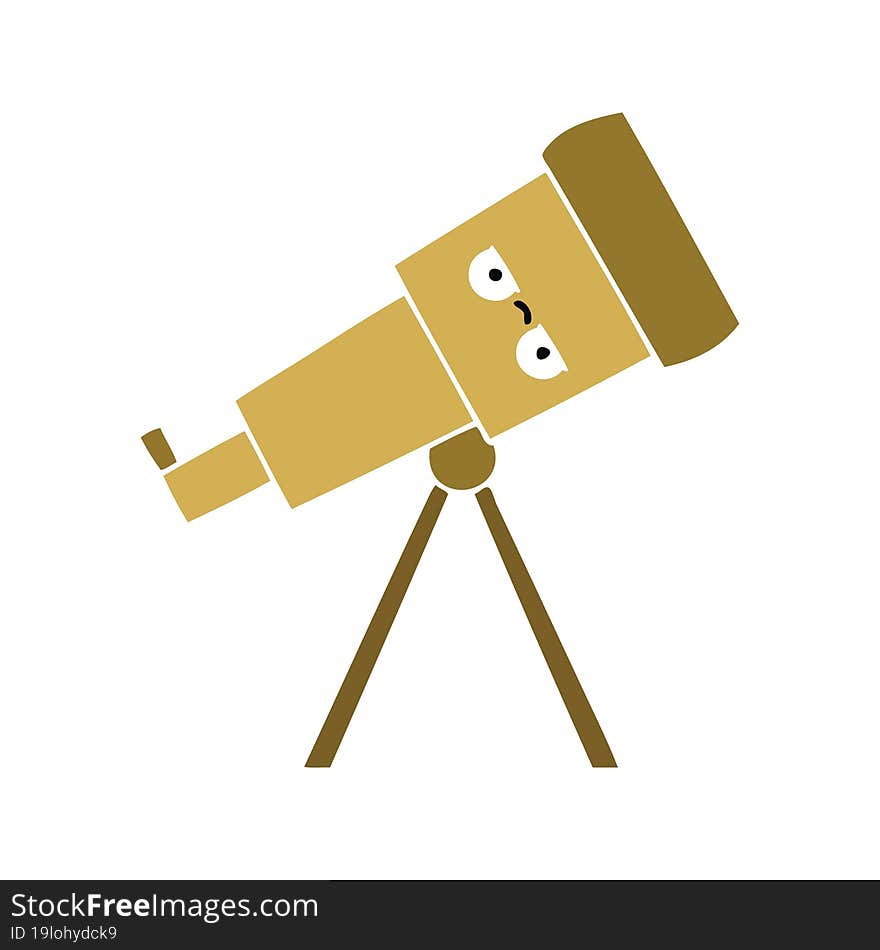 flat color retro cartoon telescope