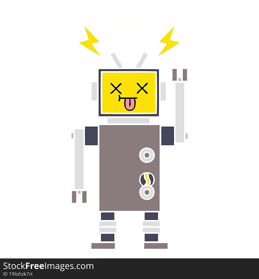 flat color retro cartoon robot