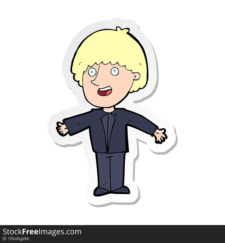 sticker of a cartoon happy man