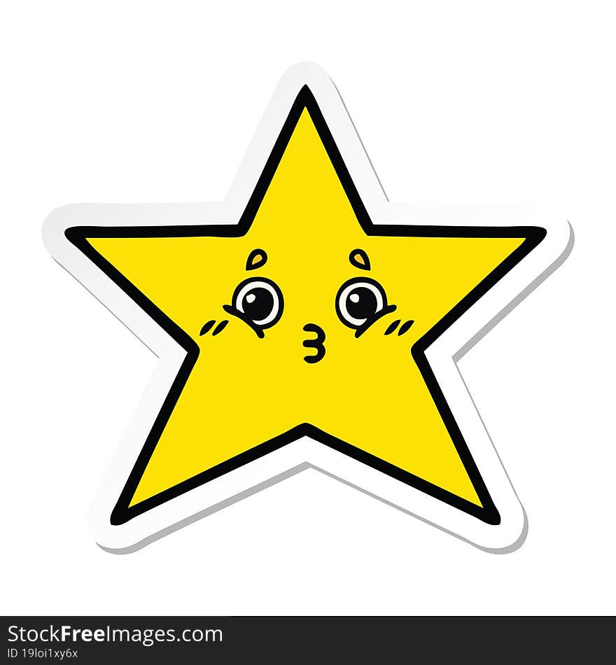 Sticker Of A Cute Cartoon Gold Star