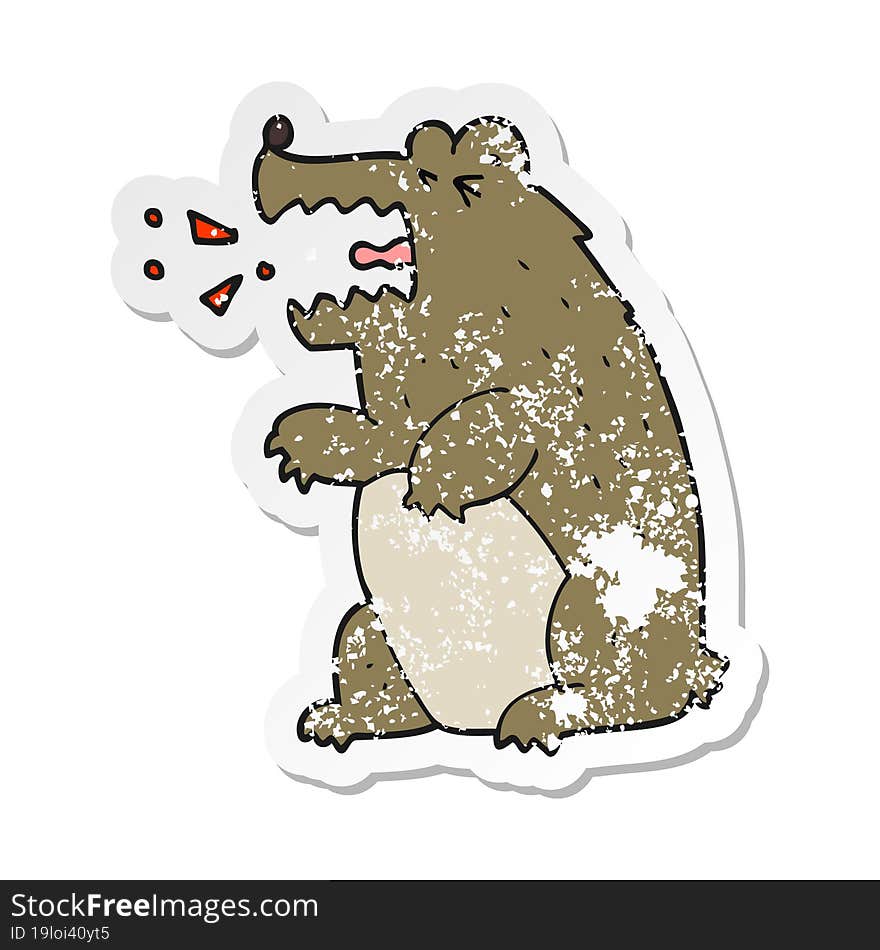 retro distressed sticker of a cartoon bear