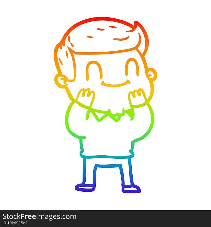 rainbow gradient line drawing of a cartoon friendly man