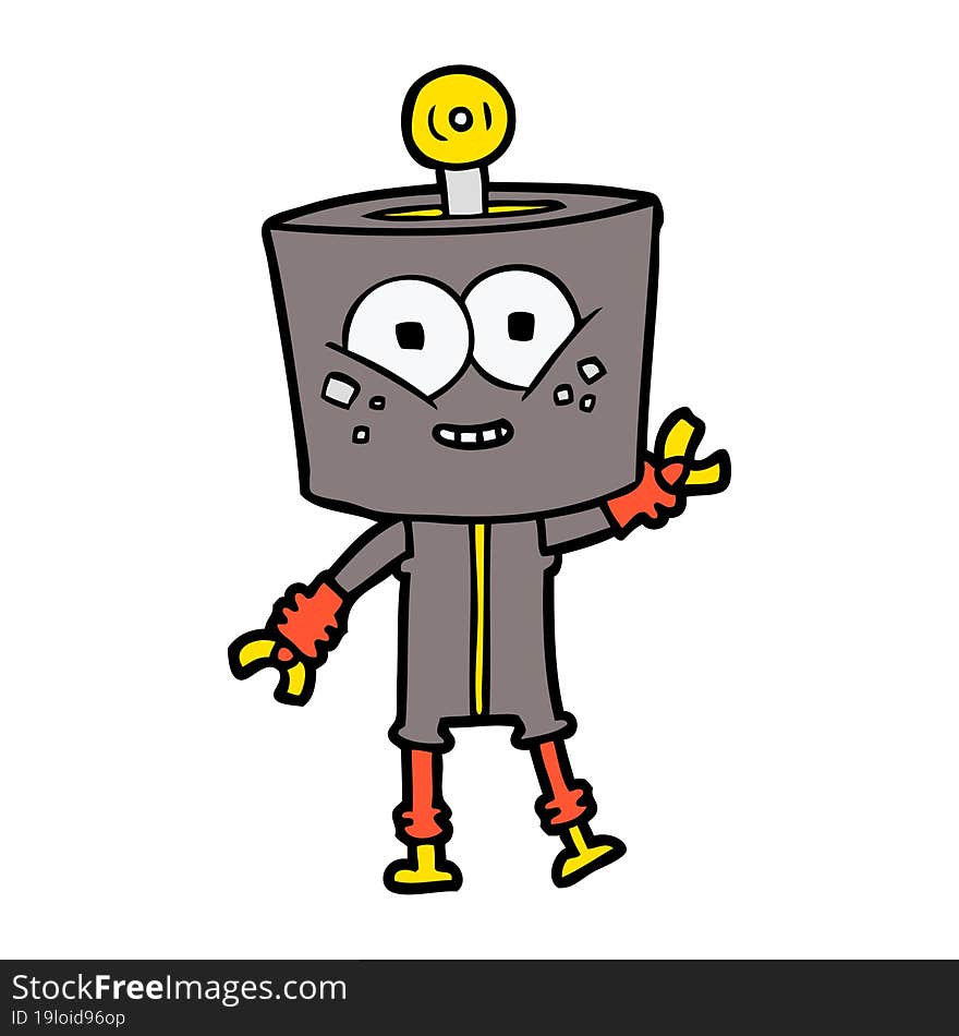 happy cartoon robot. happy cartoon robot