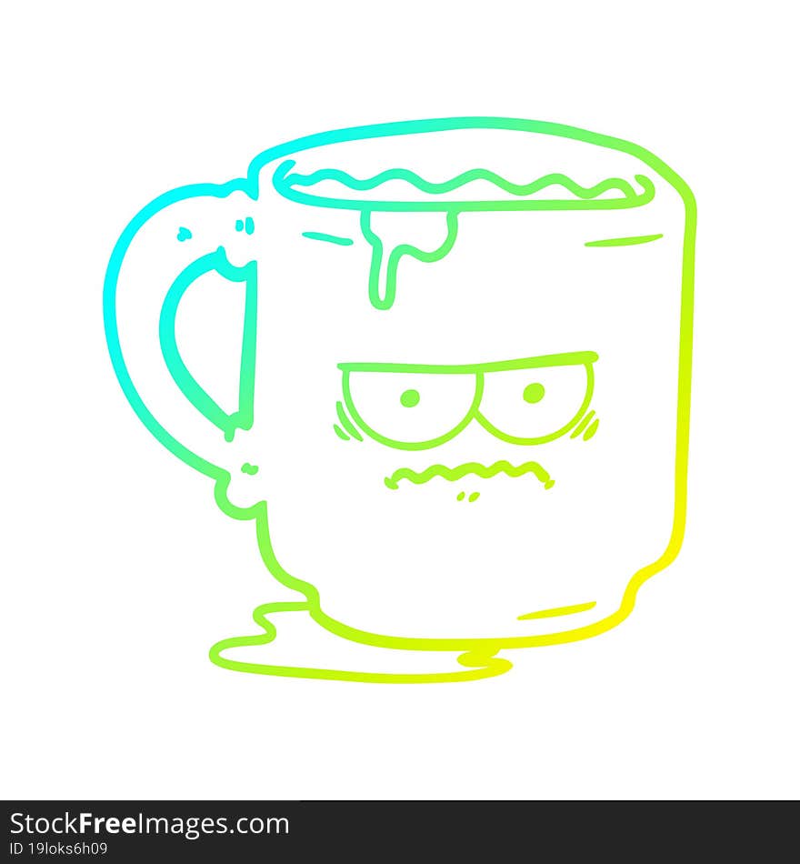 cold gradient line drawing cartoon dirty office mug