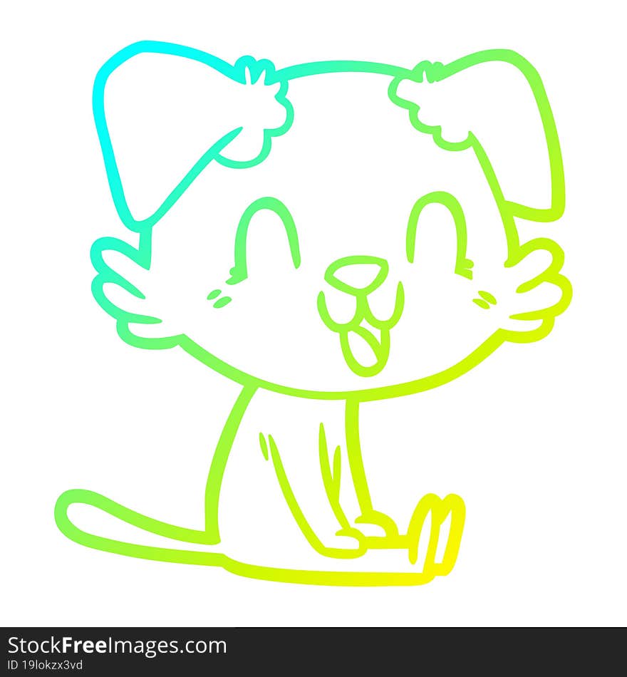 cold gradient line drawing laughing cartoon dog