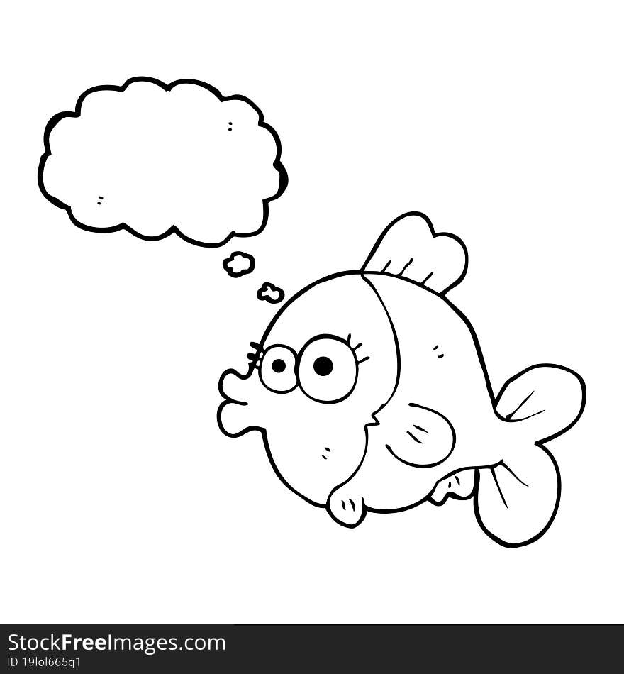 funny thought bubble cartoon fish with big pretty eyes