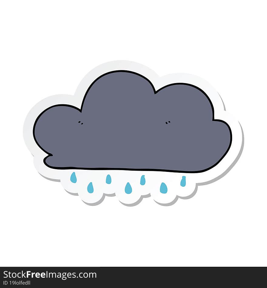 sticker of a cartoon rain cloud