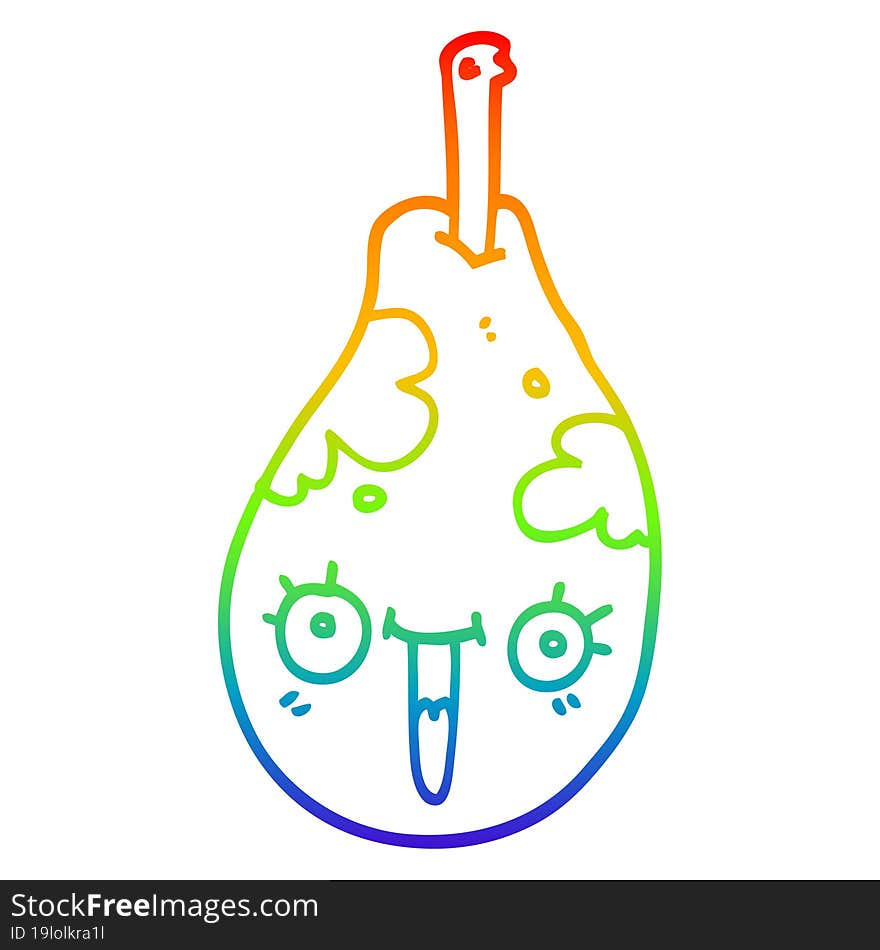 rainbow gradient line drawing cartoon fresh pear