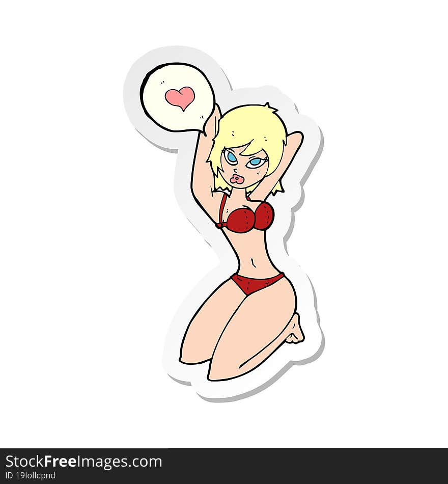 Sticker Of A Cartoon Woman Posing