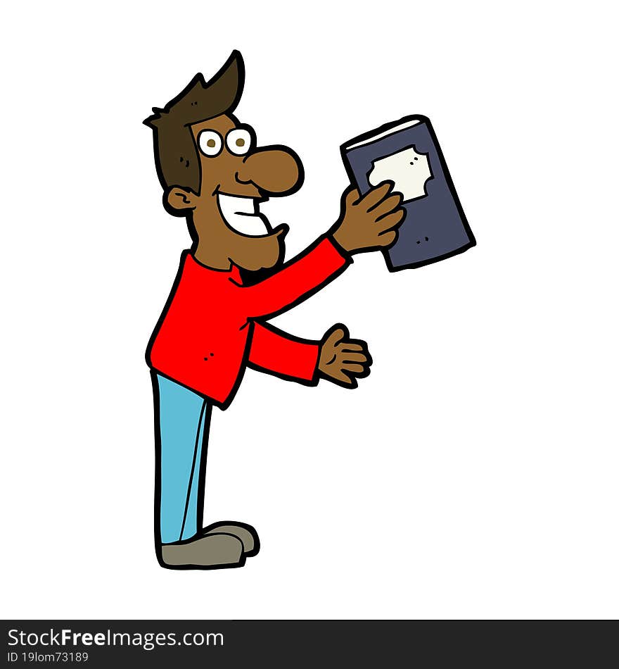 cartoon man with book