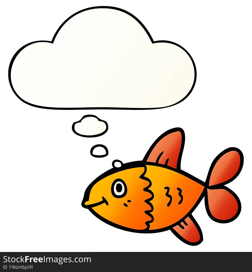 cartoon fish and thought bubble in smooth gradient style