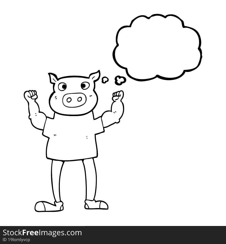 thought bubble cartoon pig man