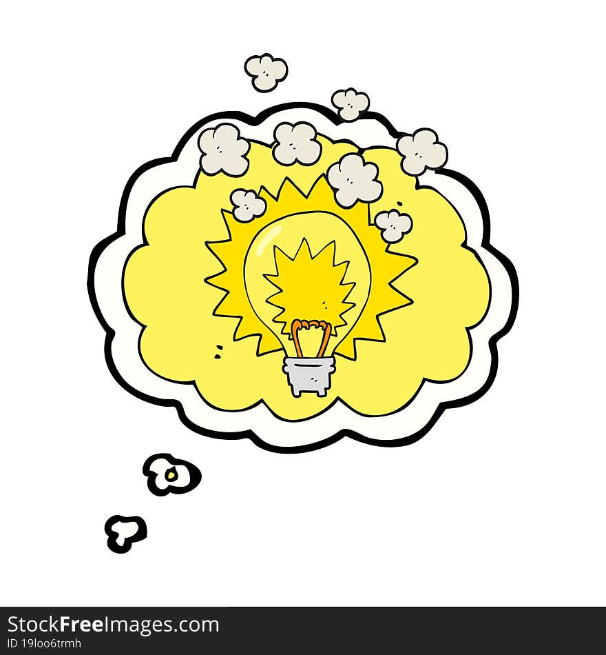 Thought Bubble Cartoon Light Bulb Shining