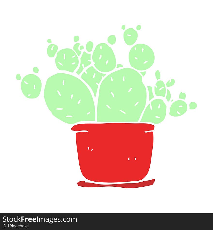 flat color illustration of a cartoon cactus