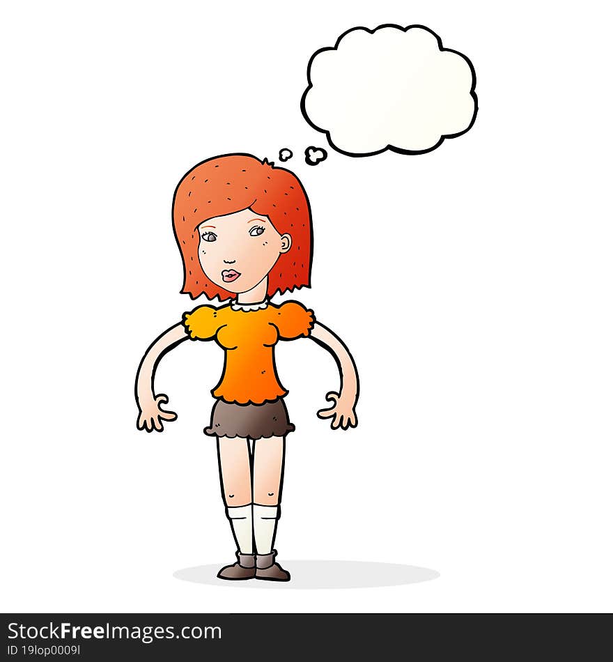 Cartoon Woman Looking Sideways With Thought Bubble